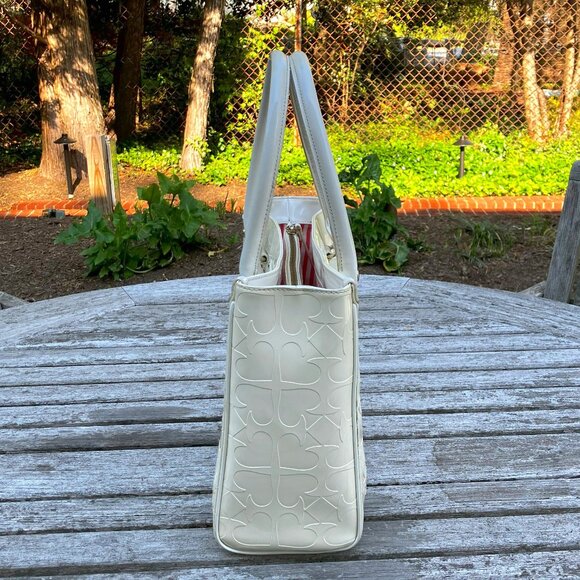 đź’ŻAuthentic Kate Spade Quinn Embossed Ace of Spades Cream Tote Bag Satchel - Picture 6 of 11